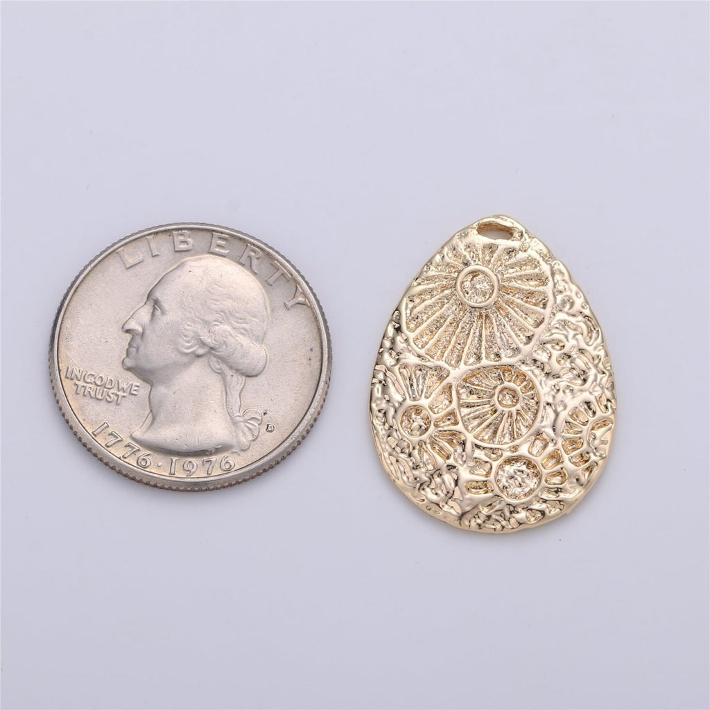 Gold plated Shell Rustic Coin Charm E-087 - DLUXCA