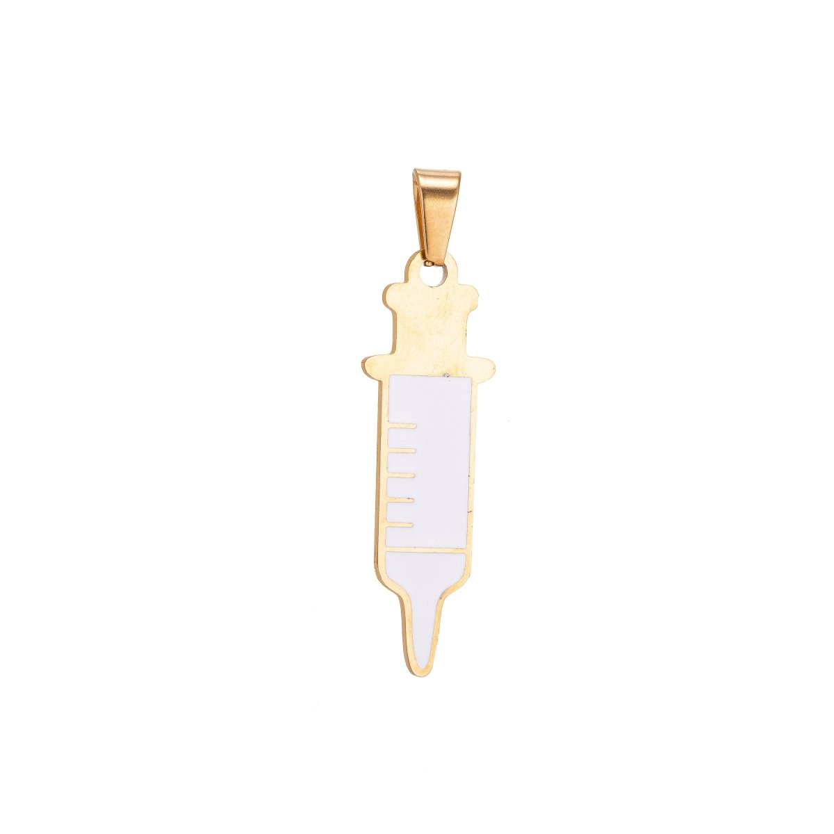 Gold plated Shot SYRINGE Charms Nurse RN Doctor Medical Themed Pendant Gift idea for Jewelry Making J-412 - DLUXCA