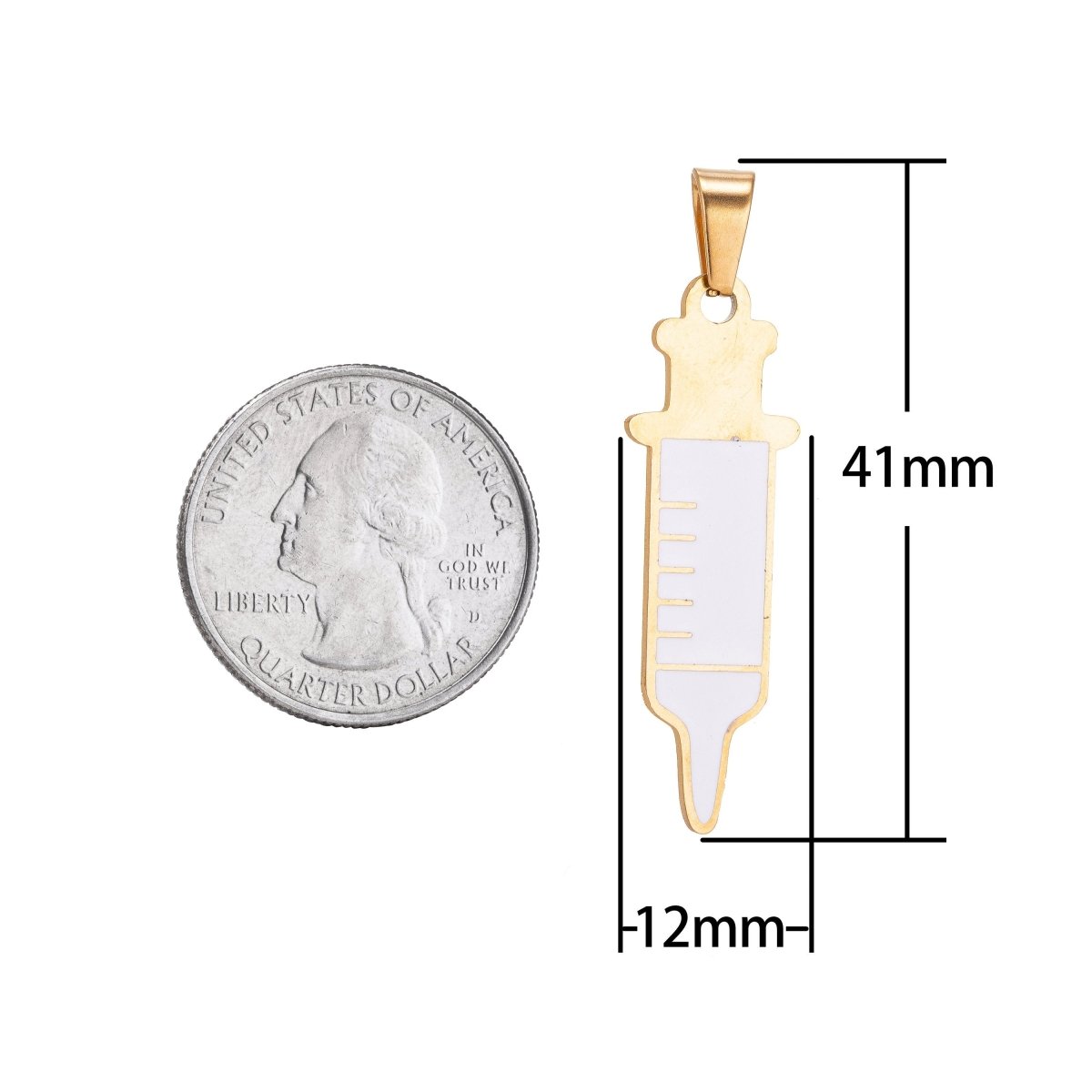 Gold plated Shot SYRINGE Charms Nurse RN Doctor Medical Themed Pendant Gift idea for Jewelry Making J-412 - DLUXCA