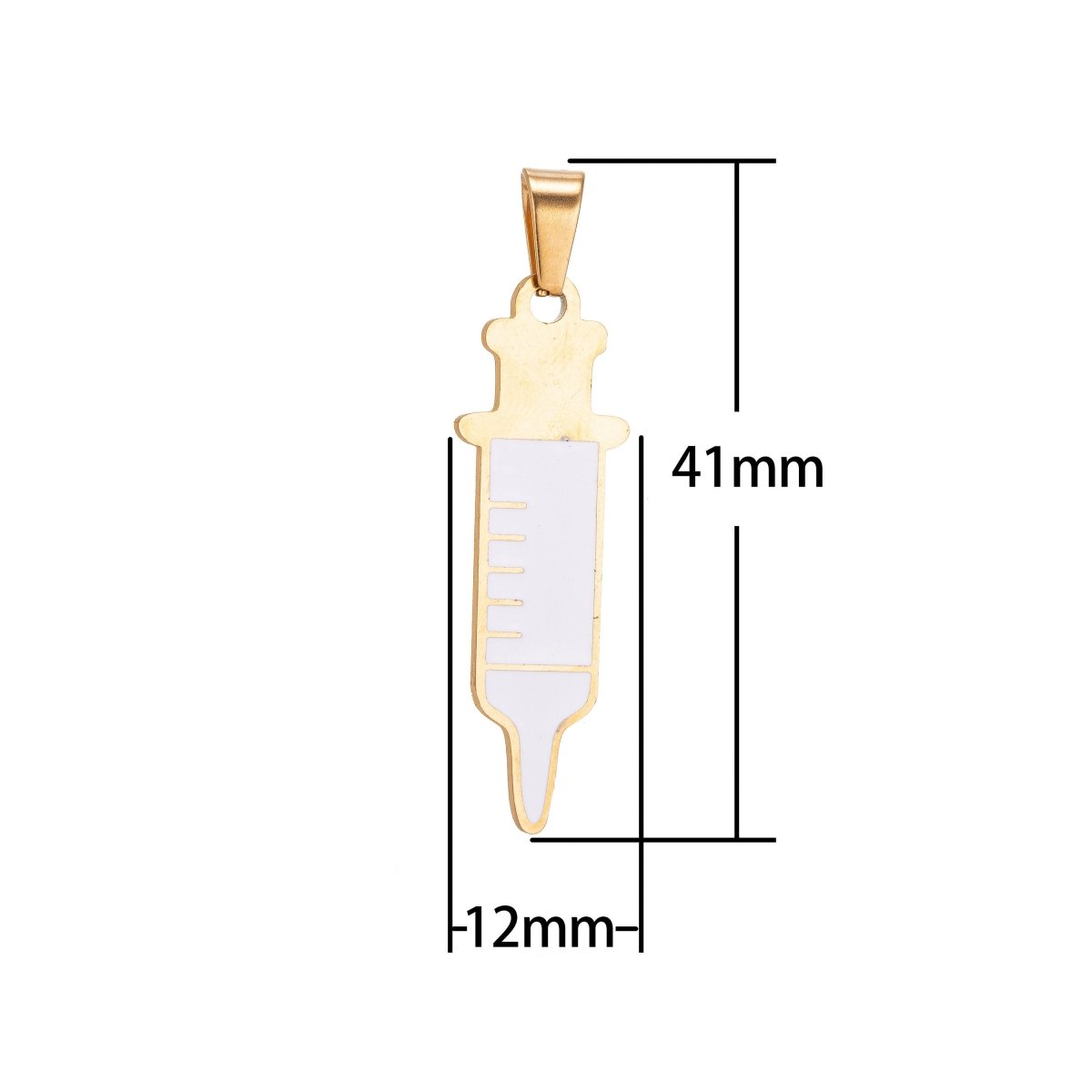 Gold plated Shot SYRINGE Charms Nurse RN Doctor Medical Themed Pendant Gift idea for Jewelry Making J-412 - DLUXCA
