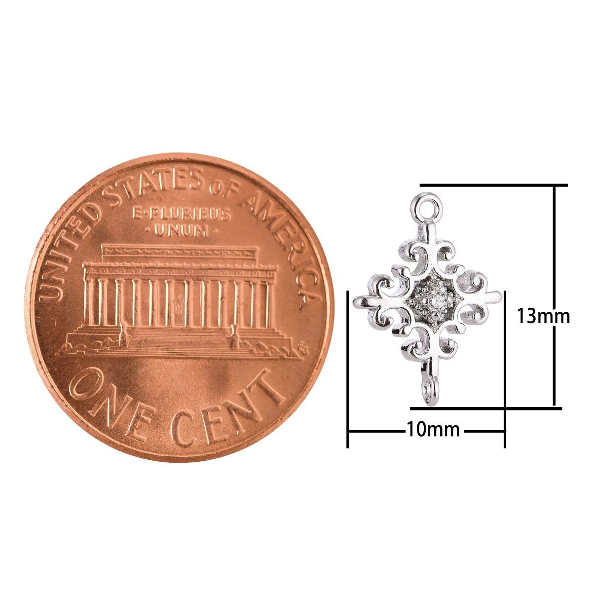 Gold plated Silver Cross Connector - F-007 - DLUXCA