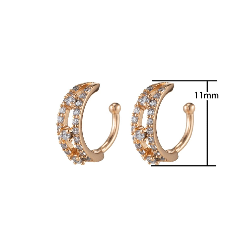 Gold plated Simple Crystal Earcuffs - AI-045 - DLUXCA