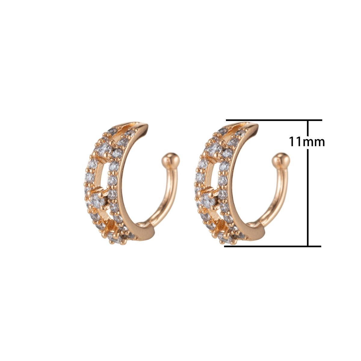 Gold plated Simple Crystal Earcuffs - AI-045 - DLUXCA