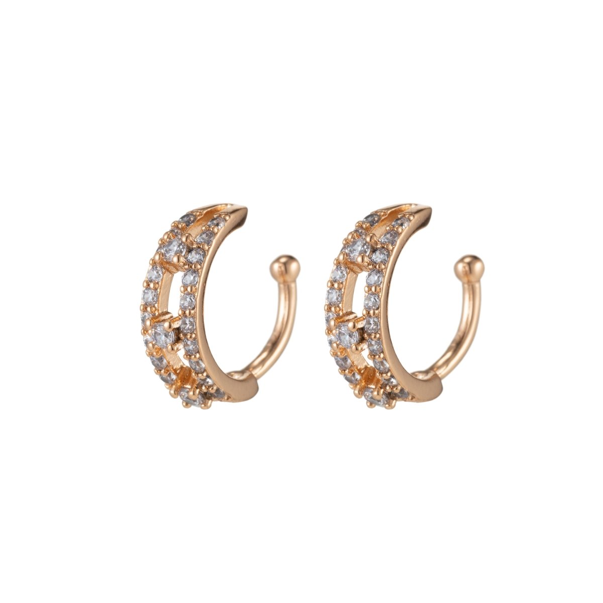 Gold plated Simple Crystal Earcuffs - AI-045 - DLUXCA