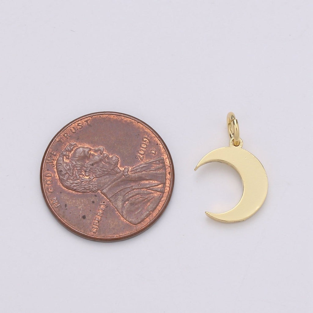 Gold plated Simple Moon Charm D-779 - DLUXCA