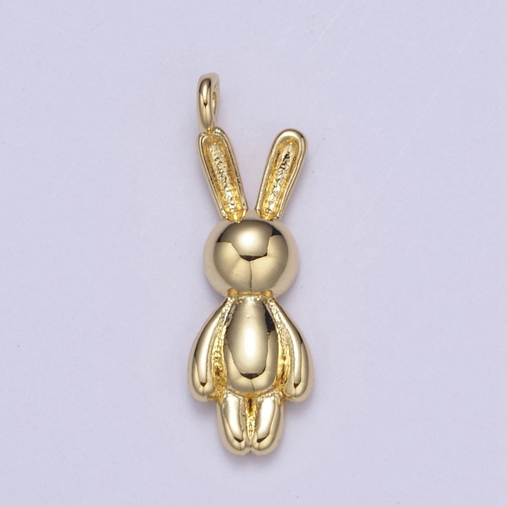 Gold plated small balloon rabbit Charm Tiny bunny pendant for Kids Jewelry Necklace Bracelet Earring Supply N-664 N-665