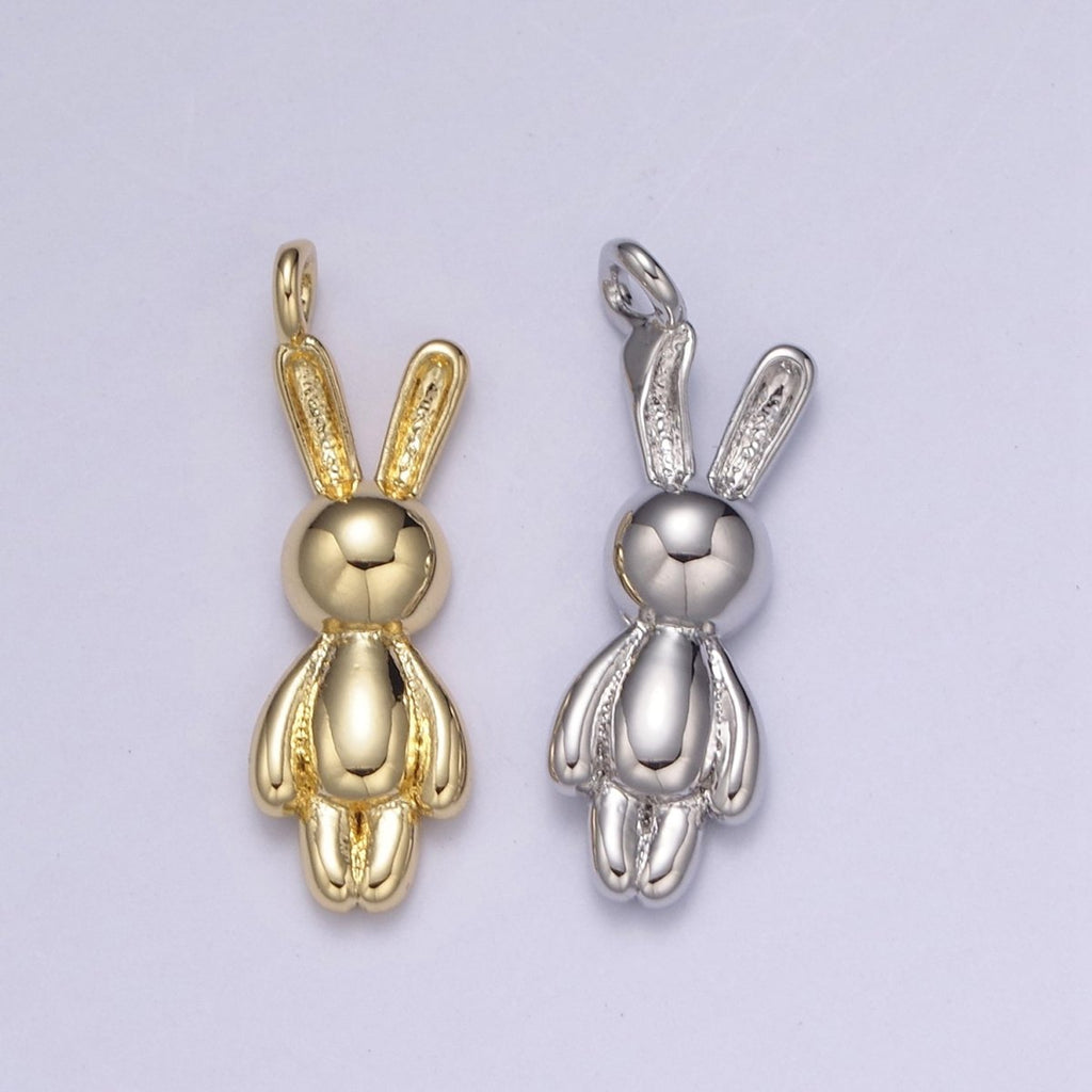 Gold plated small balloon rabbit Charm Tiny bunny pendant for Kids Jewelry Necklace Bracelet Earring Supply N-664 N-665
