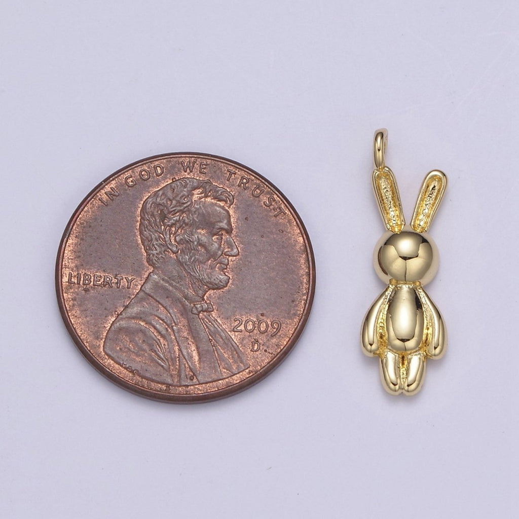 Gold plated small balloon rabbit Charm Tiny bunny pendant for Kids Jewelry Necklace Bracelet Earring Supply N-664 N-665