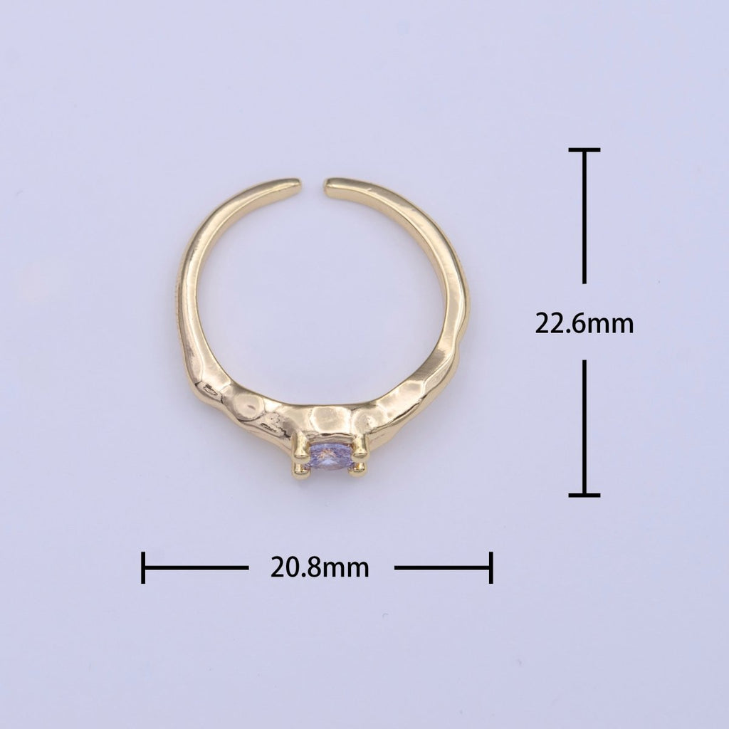 Gold plated Solitaire Cubic Zirconia Geometric Abstract Adjustable Ring | Y-420 - DLUXCA