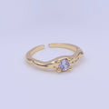 Gold plated Solitaire Cubic Zirconia Geometric Abstract Adjustable Ring | Y-420 - DLUXCA