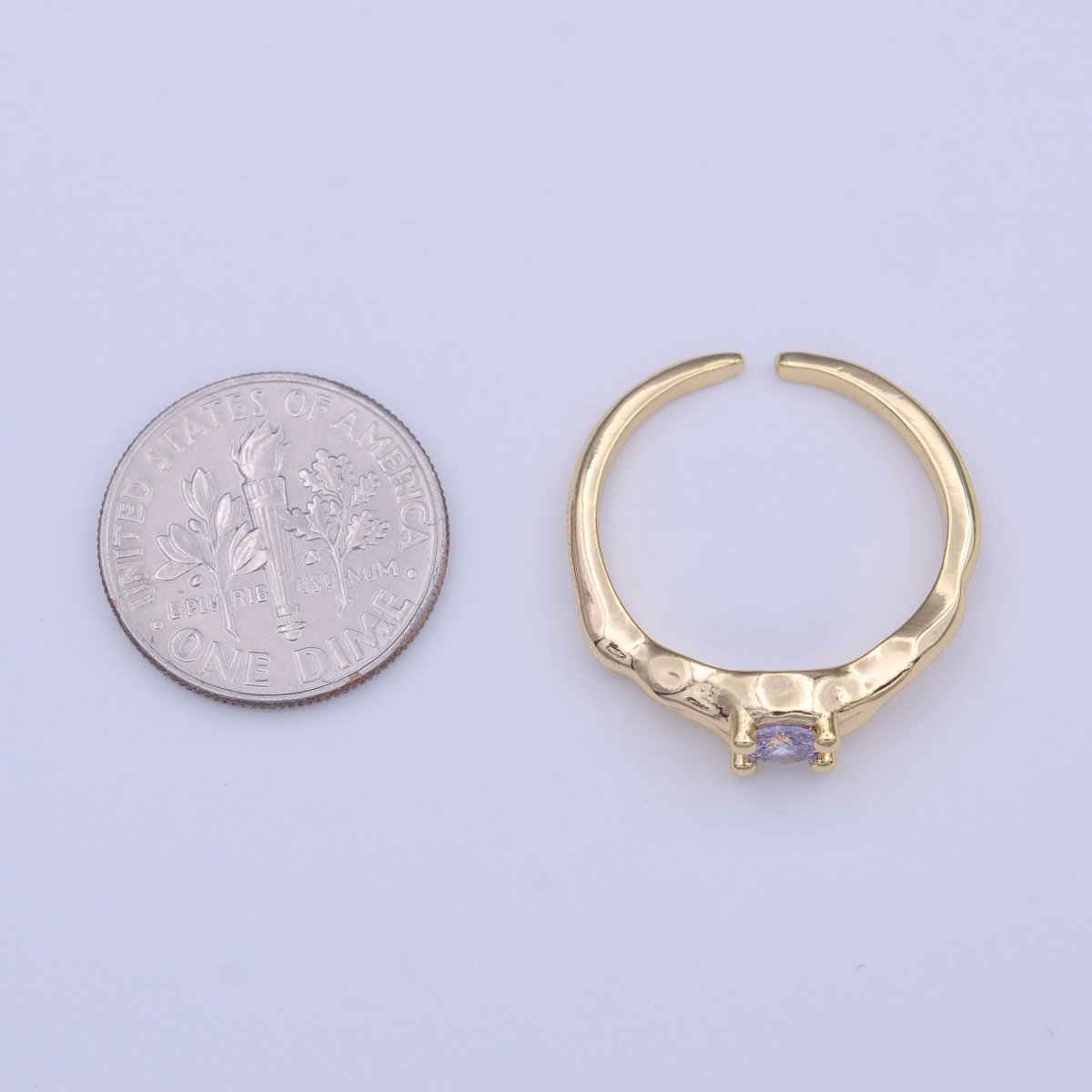 Gold plated Solitaire Cubic Zirconia Geometric Abstract Adjustable Ring | Y-420 - DLUXCA