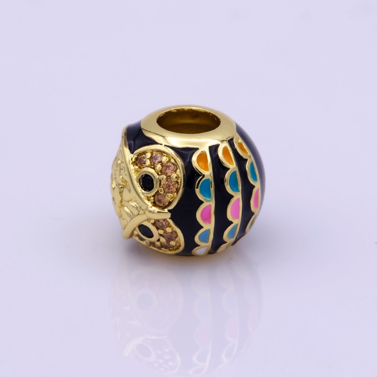 Gold plated Spacer, Rainbow Owl Cloissone, Pink Girl Cubic Zirconia Bracelet Charm Bead Connector Pendant For Jewelry Making B-235 - DLUXCA