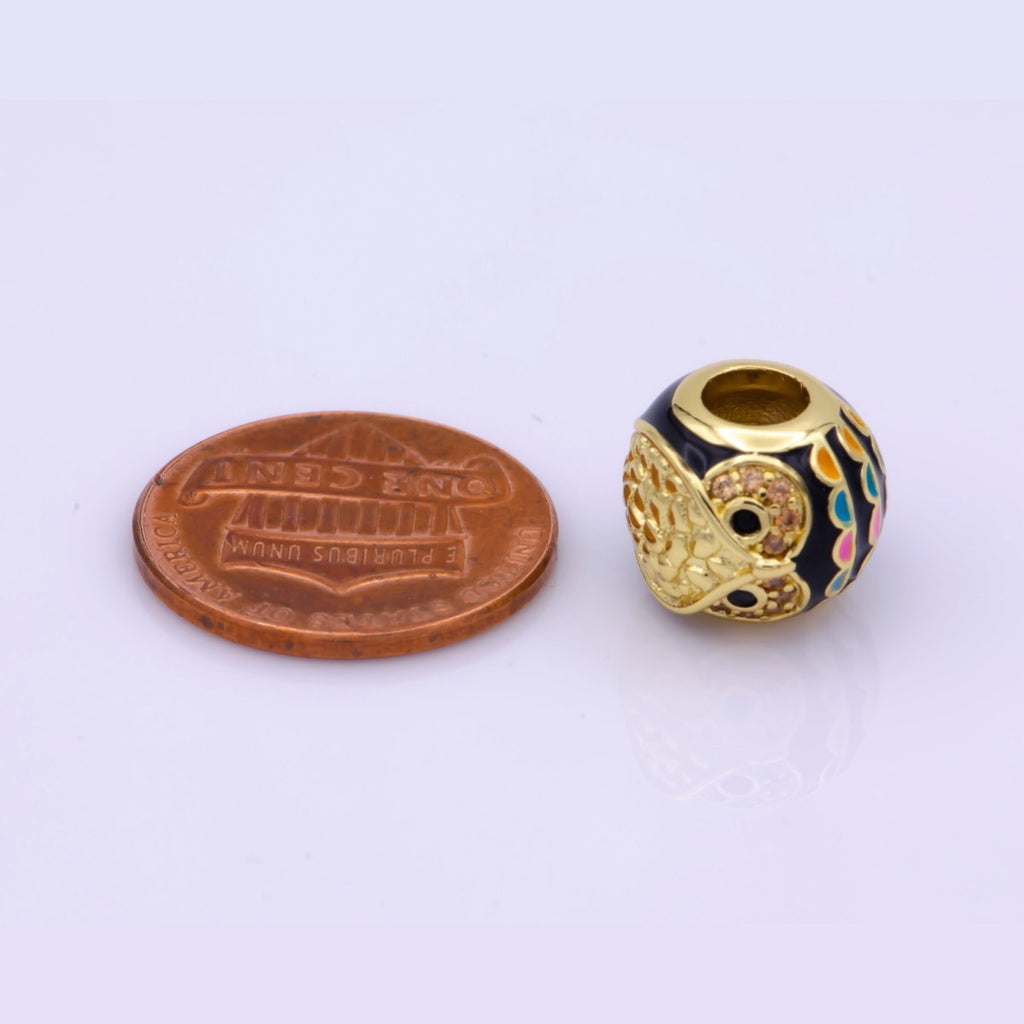 Gold plated Spacer, Rainbow Owl Cloissone, Pink Girl Cubic Zirconia Bracelet Charm Bead Connector Pendant For Jewelry Making B-235 - DLUXCA