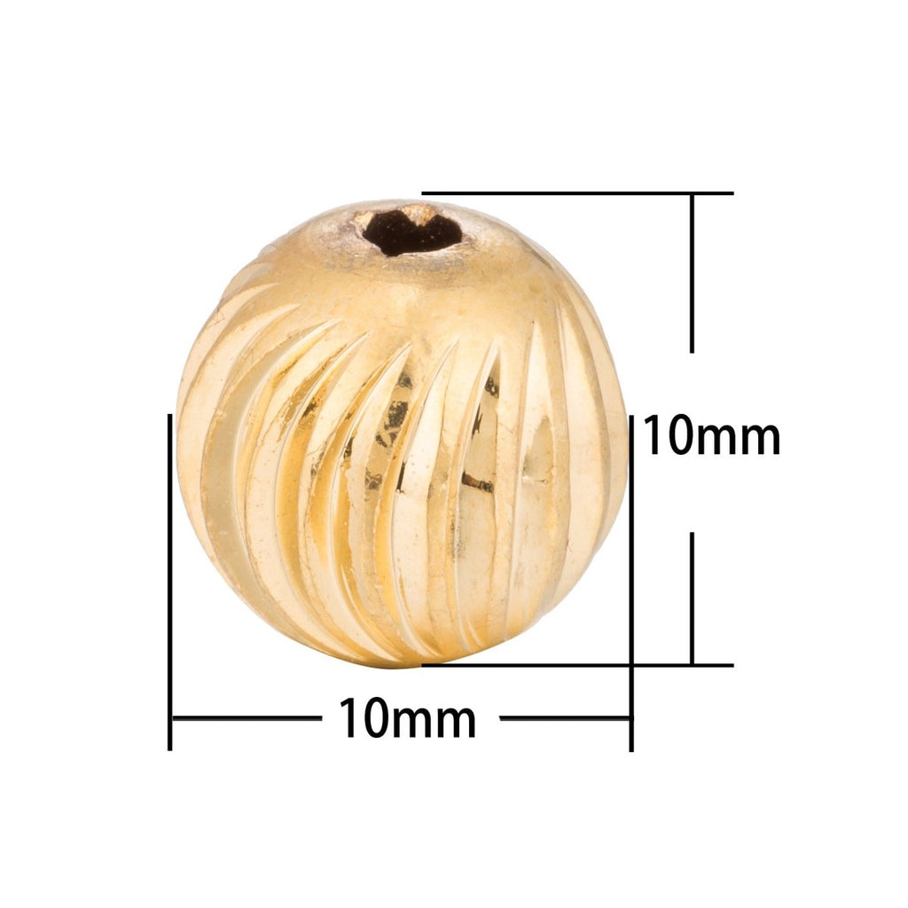 Gold plated Spacer, Round, Circle, Ball, Ornament, Neutral, Textured, Stripped Bracelet Charm Bead Finding Connector For Jewelry Making, B-269 - DLUXCA
