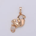 Gold plated Squirrel Charm Acorn Squirrel Cz Cubic Animal Charms for Necklace Jewelry Making Wild Animal Kawaii Cute Animal Pendant J-114 - DLUXCA