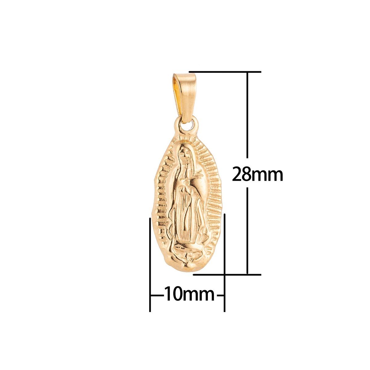 Gold plated Stainless Steel Catholic Mother Mary Praying Charm Pendant w/ Bails Findings for Earring Necklace Jewelry Making Supplies J-379 - DLUXCA