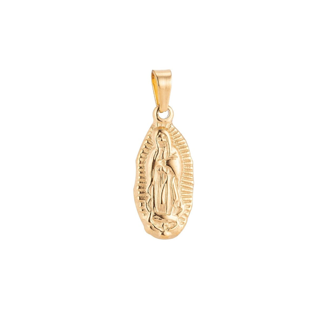 Gold plated Stainless Steel Catholic Mother Mary Praying Charm Pendant w/ Bails Findings for Earring Necklace Jewelry Making Supplies J-379 - DLUXCA