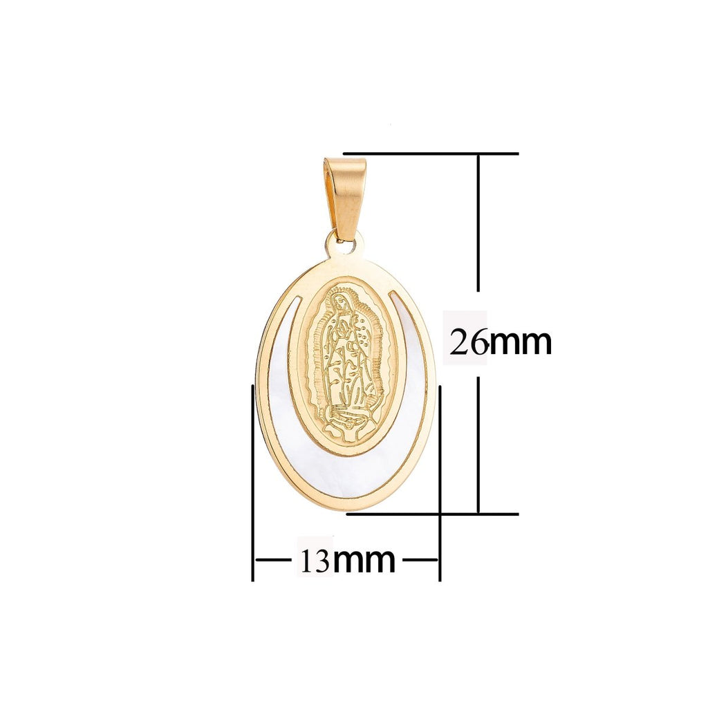 Gold plated Stainless Steel Virgin Mother Mary Charm Pendant w/ Bails Findings for Earring Necklace Jewelry Making Supplies J-363 - DLUXCA