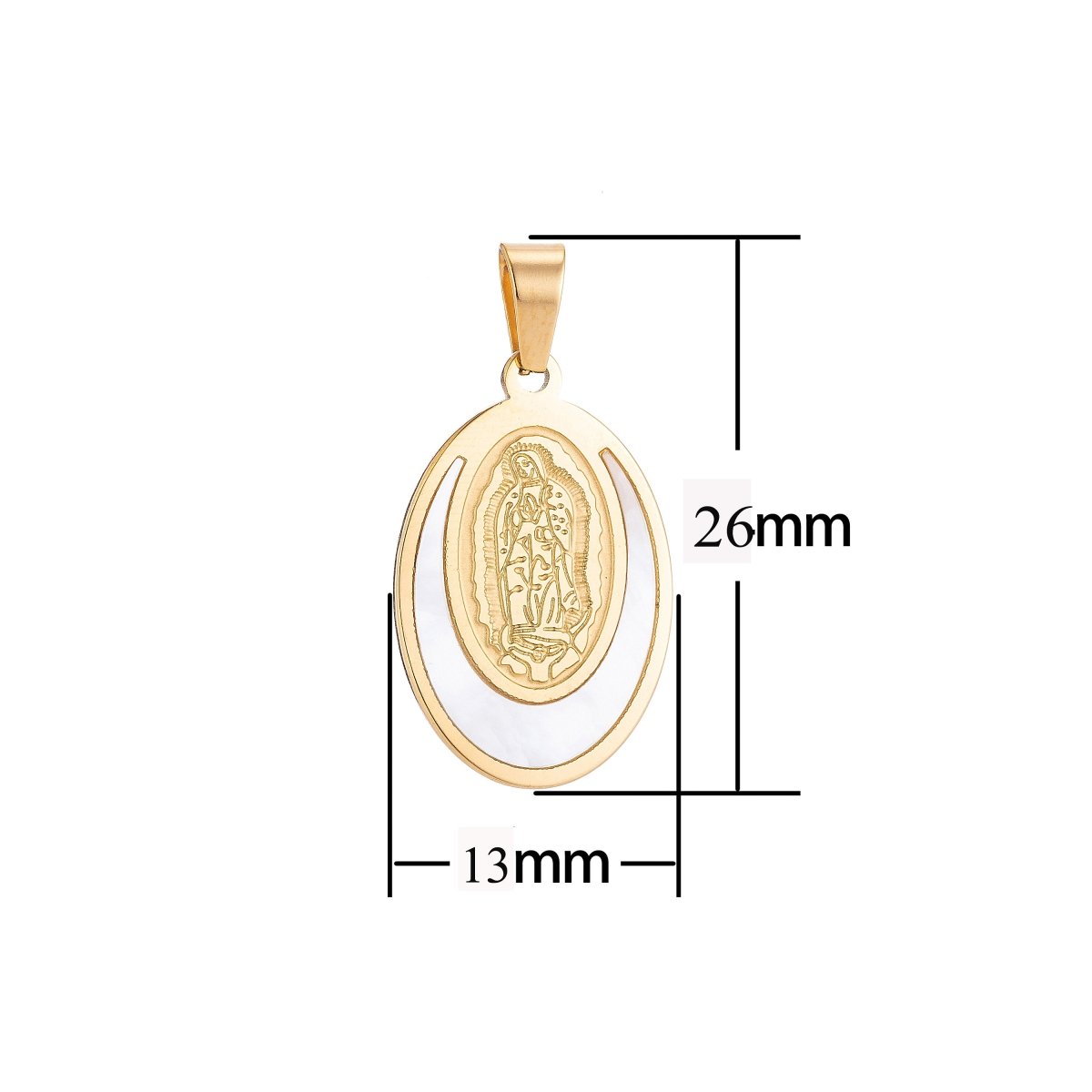 Gold plated Stainless Steel Virgin Mother Mary Charm Pendant w/ Bails Findings for Earring Necklace Jewelry Making Supplies J-363 - DLUXCA