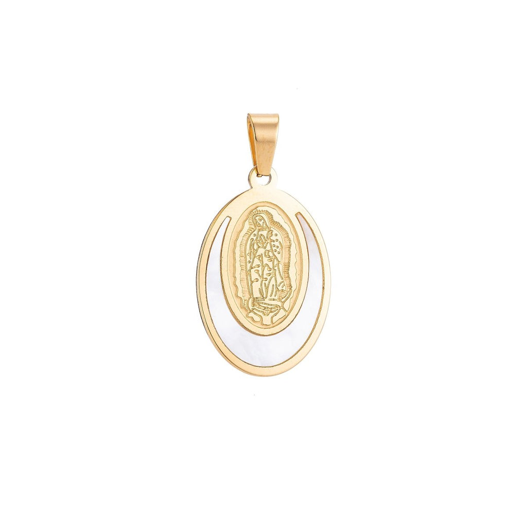 Gold plated Stainless Steel Virgin Mother Mary Charm Pendant w/ Bails Findings for Earring Necklace Jewelry Making Supplies J-363 - DLUXCA