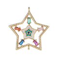 Gold plated Star Charm Connector Multi Color CZ Charm Bracelet Earring Necklace Link Connector Double Bail Charm F-874 - DLUXCA