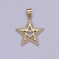 Gold plated Star charm, Gold Heart pendant Celestial Minimalist Jewelry J-410 - DLUXCA