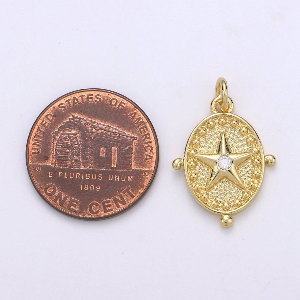 Gold plated Star Compass Charm D-868 - DLUXCA