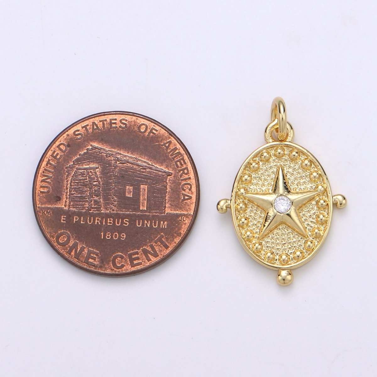 Gold plated Star Compass Charm D-868 - DLUXCA