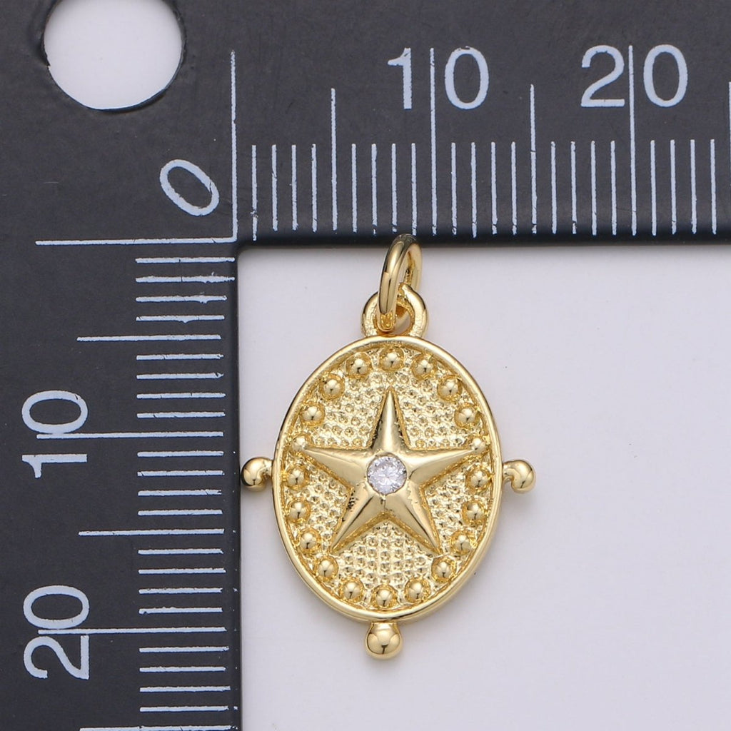 Gold plated Star Compass Charm D-868 - DLUXCA