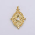 Gold plated Star Compass Charm D-868 - DLUXCA