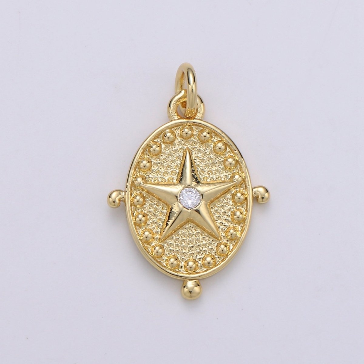 Gold plated Star Compass Charm D-868 - DLUXCA