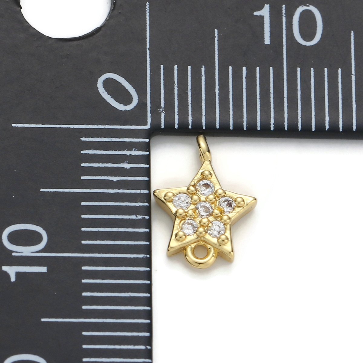 Gold plated Star Micro Pave Connector Charm, Cubic Zirconia Pendant Charm, For DIY Jewelry, Gold Color F-376 - DLUXCA