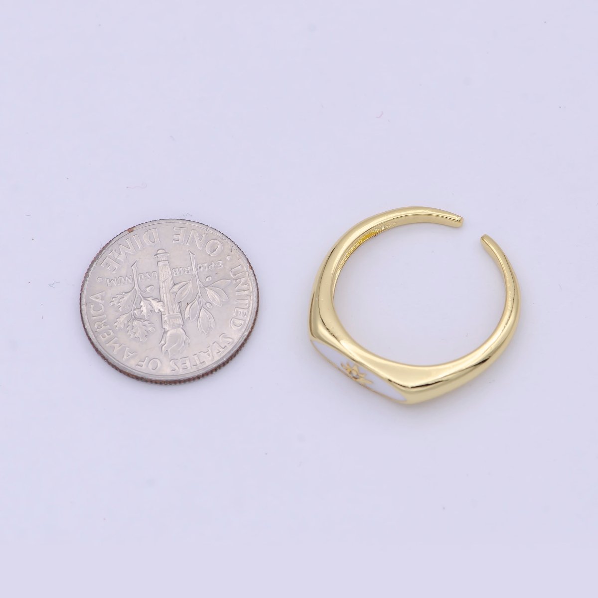 Gold plated Star Signet Gold • Ring Dainty Band Minimalist • Open Adjustable Ring Stackable Simple Minimalistic S-379 ~ S-381 - DLUXCA
