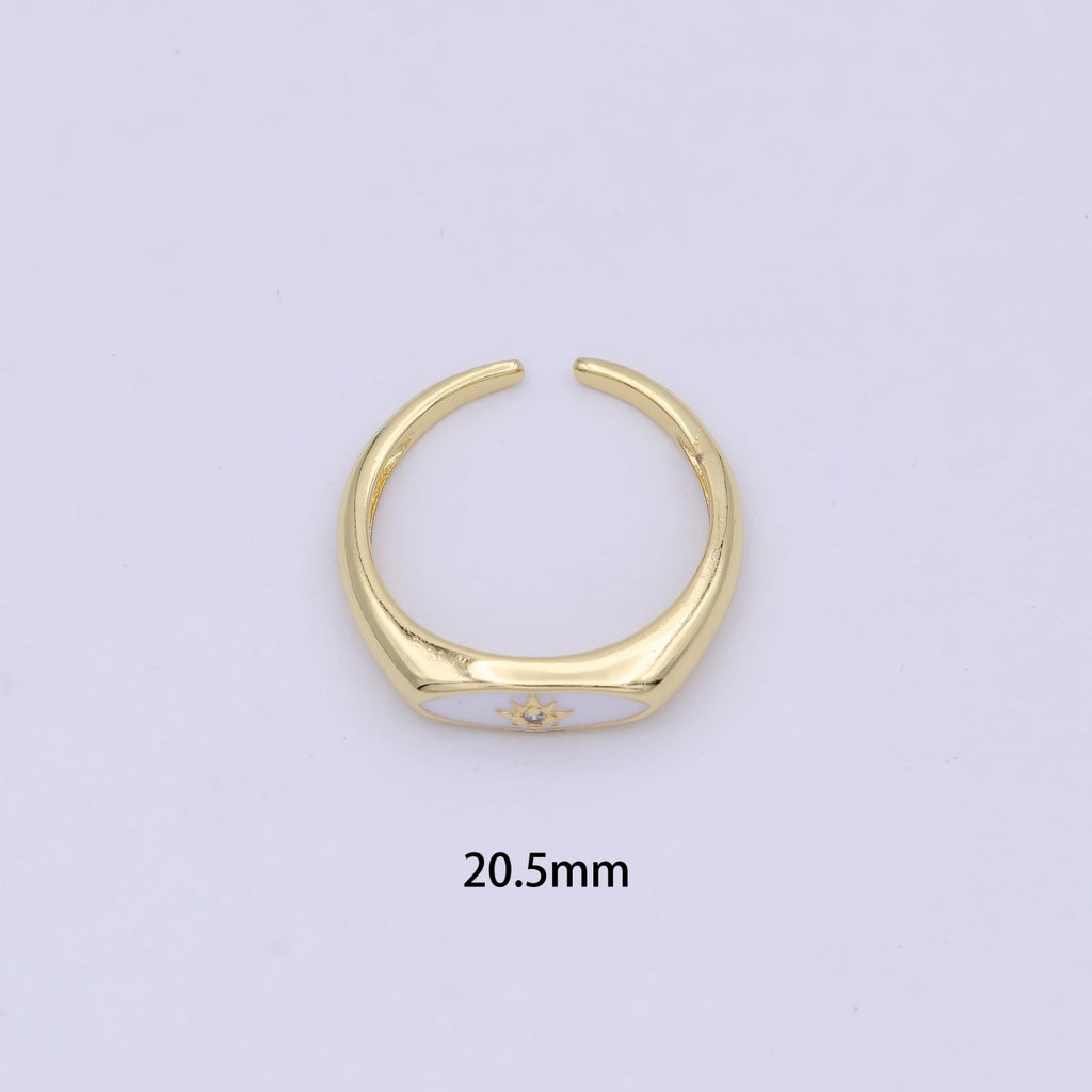 Gold plated Star Signet Gold • Ring Dainty Band Minimalist • Open Adjustable Ring Stackable Simple Minimalistic S-379 ~ S-381 - DLUXCA