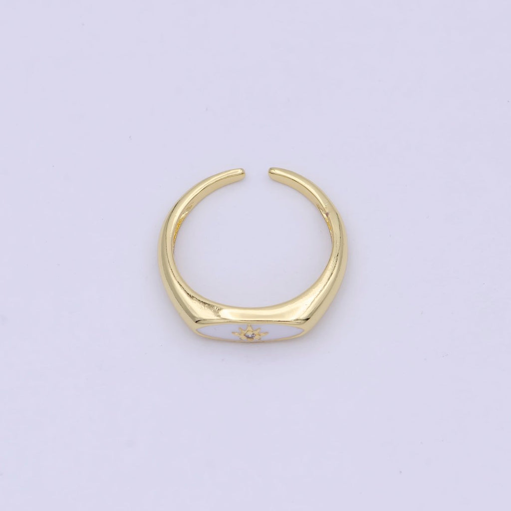 Gold plated Star Signet Gold • Ring Dainty Band Minimalist • Open Adjustable Ring Stackable Simple Minimalistic S-379 ~ S-381 - DLUXCA