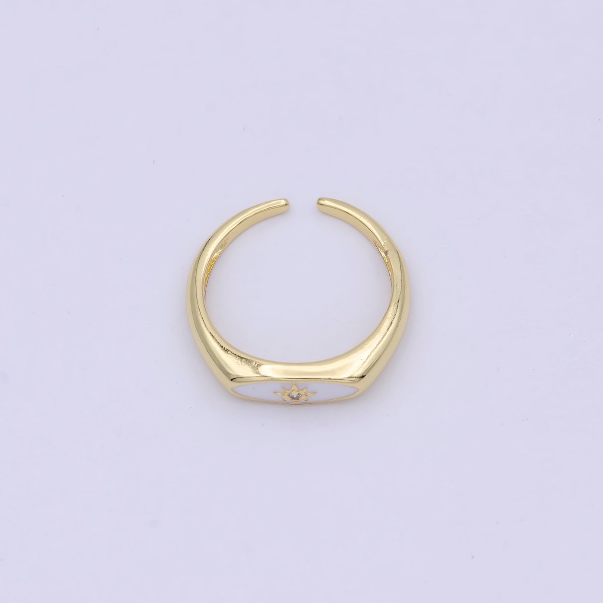 Gold plated Star Signet Gold • Ring Dainty Band Minimalist • Open Adjustable Ring Stackable Simple Minimalistic S-379 ~ S-381 - DLUXCA