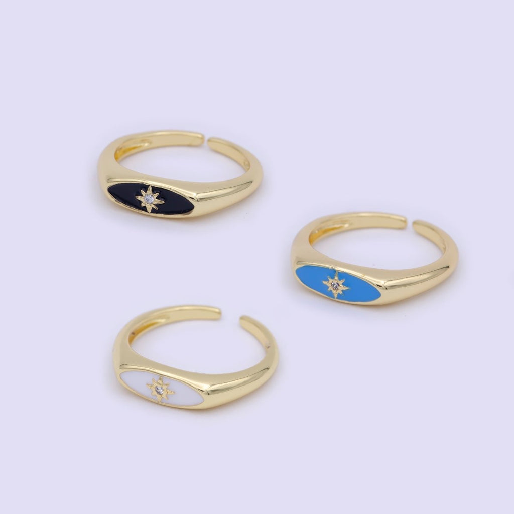 Gold plated Star Signet Gold • Ring Dainty Band Minimalist • Open Adjustable Ring Stackable Simple Minimalistic S-379 ~ S-381 - DLUXCA