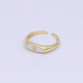 Gold plated Star Signet Gold • Ring Dainty Band Minimalist • Open Adjustable Ring Stackable Simple Minimalistic S-379 ~ S-381 - DLUXCA