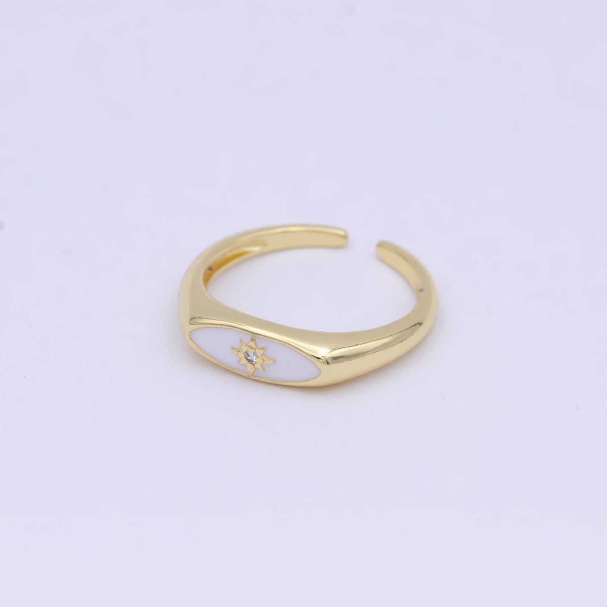 Gold plated Star Signet Gold • Ring Dainty Band Minimalist • Open Adjustable Ring Stackable Simple Minimalistic S-379 ~ S-381 - DLUXCA