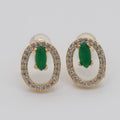 Gold plated Studs / Dainty Green Earrings / Green Gem Earrings / Emerald Earrings / Green Stone Earrings / CZ Stud Earring /Dainty Studs T-161 - DLUXCA