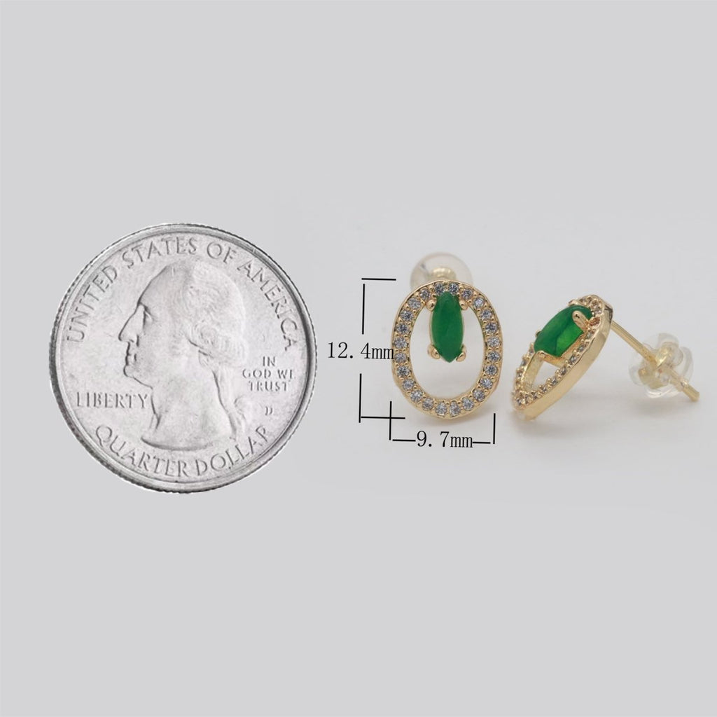 Gold plated Studs / Dainty Green Earrings / Green Gem Earrings / Emerald Earrings / Green Stone Earrings / CZ Stud Earring /Dainty Studs T-161 - DLUXCA