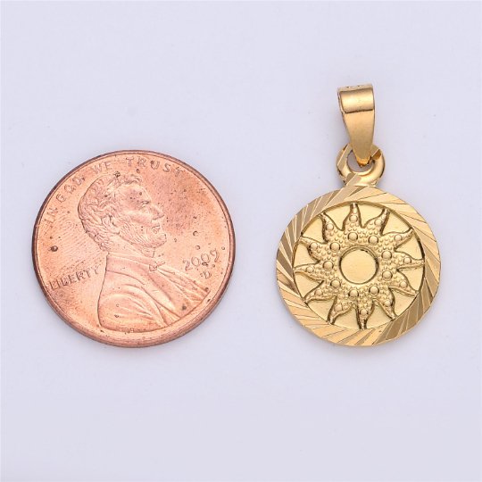 Gold plated Sun Pendant Celestial Jewelry Gold plated Sun Burst Charm Medallion Necklace Pendant I-159 - DLUXCA
