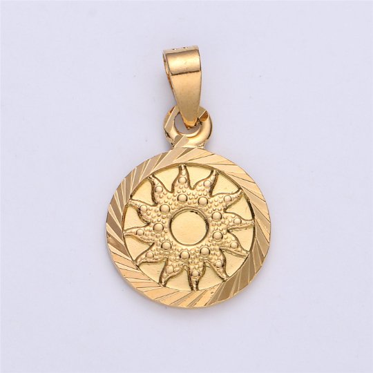 Gold plated Sun Pendant Celestial Jewelry Gold plated Sun Burst Charm Medallion Necklace Pendant I-159 - DLUXCA