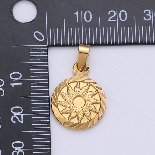 Gold plated Sun Pendant Celestial Jewelry Gold plated Sun Burst Charm Medallion Necklace Pendant I-159 - DLUXCA