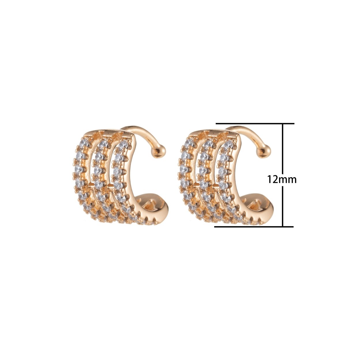 Gold plated Three Lines Earcuffs - AI-038 - DLUXCA