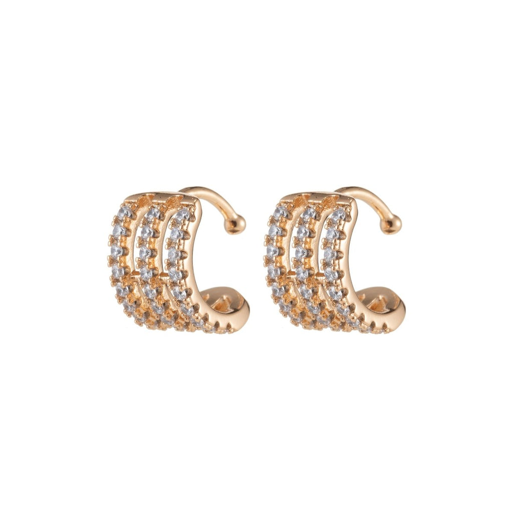 Gold plated Three Lines Earcuffs - AI-038 - DLUXCA
