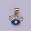 Gold plated Tiny Evil Eye Charm Necklace, Baguette Evil Eye Jewelry, Dainty Evil Eye Pendant J-339 - DLUXCA