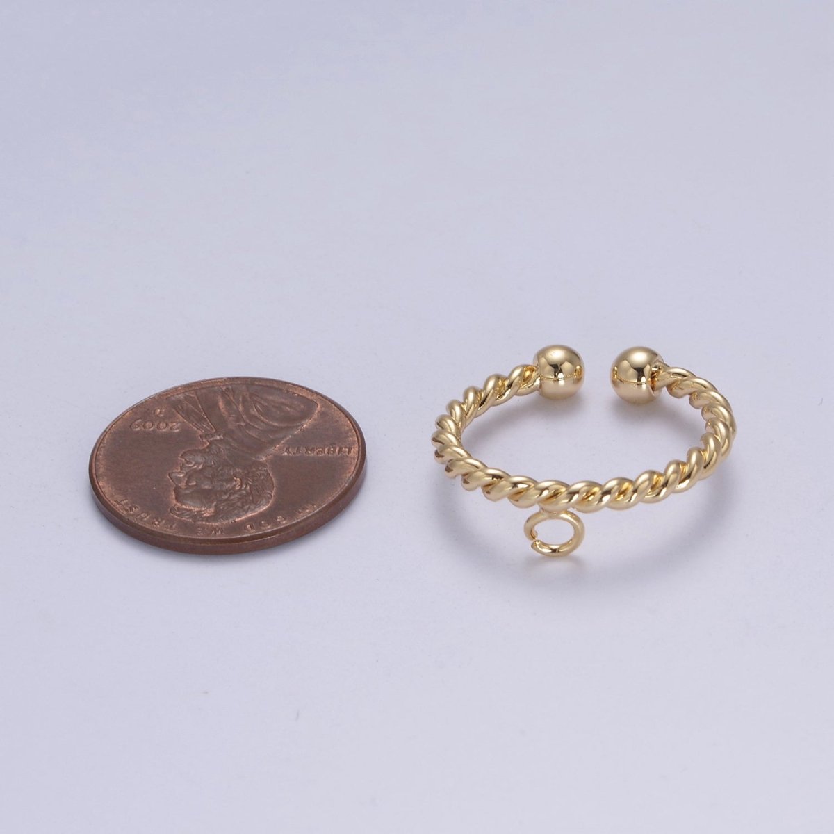 Gold plated Twisted Rope Ring with Open Link for Jewelry Making Supply Finding L-612 - DLUXCA