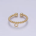 Gold plated Twisted Rope Ring with Open Link for Jewelry Making Supply Finding L-612 - DLUXCA