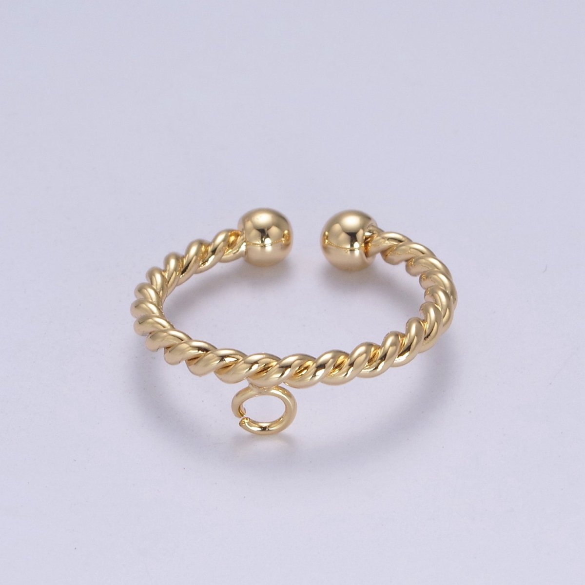 Gold plated Twisted Rope Ring with Open Link for Jewelry Making Supply Finding L-612 - DLUXCA
